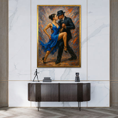 Blue Dress Tango Artwork - Aesthetic Living Room Decor