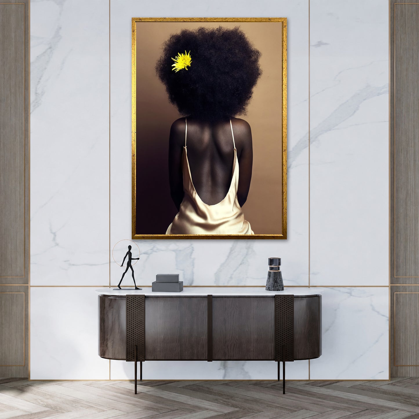 Afro Hair Woman Artwork - Luxury Interior Wall Decor