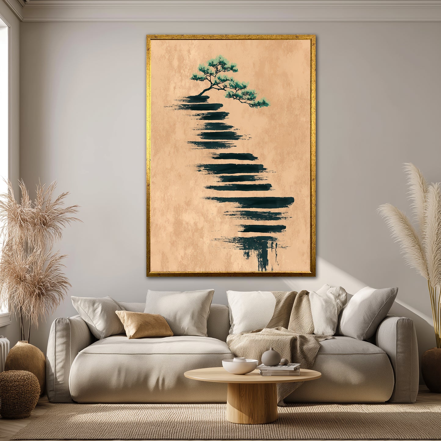 Minimalist Bonsai Tree Canvas Art - Japanese Style Abstract Print