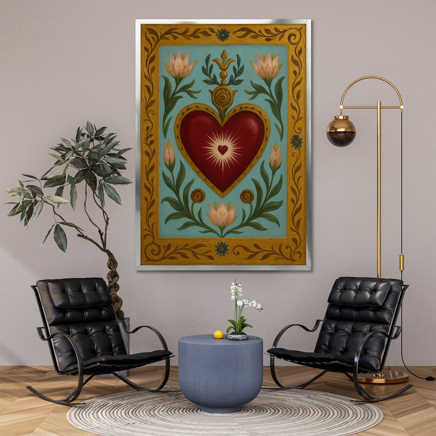 Sacred Heart Canvas Art - Authentic Living Room Wall Decor