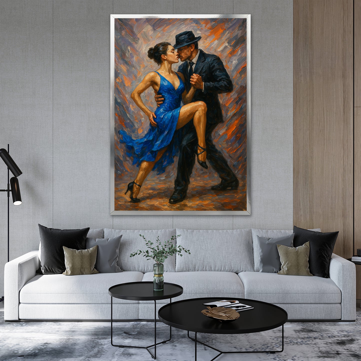 Blue Dress Tango Artwork - Aesthetic Living Room Decor