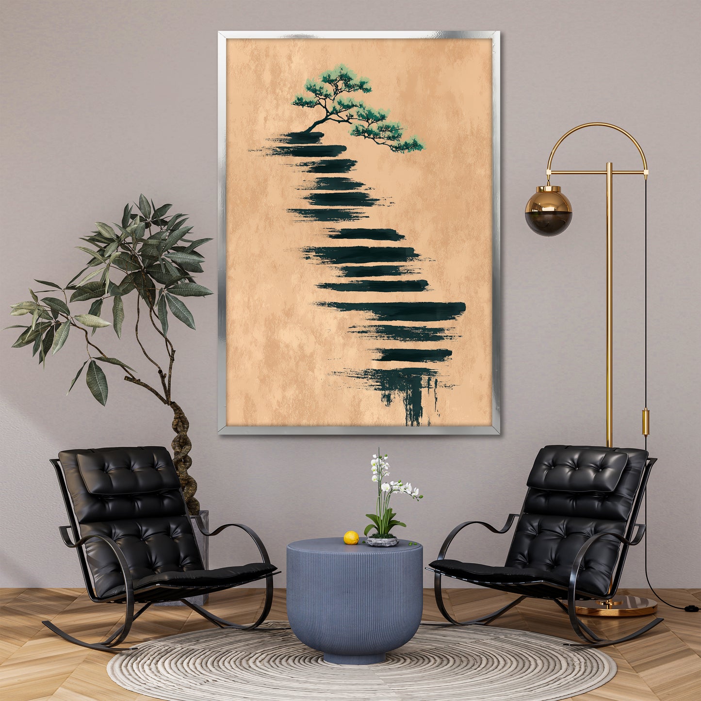 Minimalist Bonsai Tree Canvas Art - Japanese Style Abstract Print