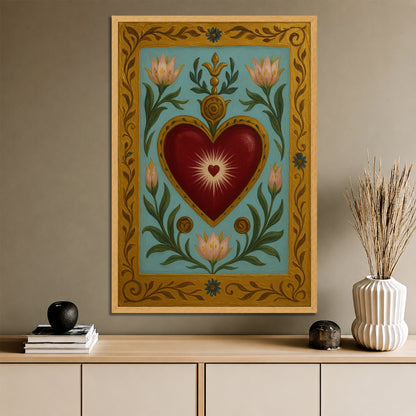 Sacred Heart Canvas Art - Authentic Living Room Wall Decor
