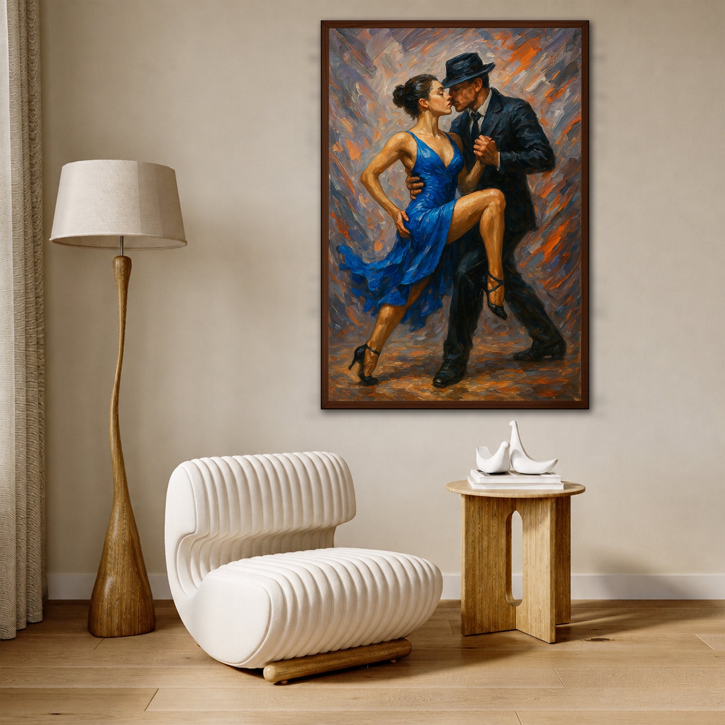 Blue Dress Tango Artwork - Aesthetic Living Room Decor