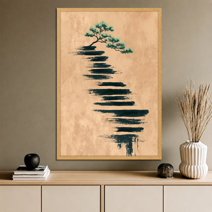 Minimalist Bonsai Tree Canvas Art - Japanese Style Abstract Print