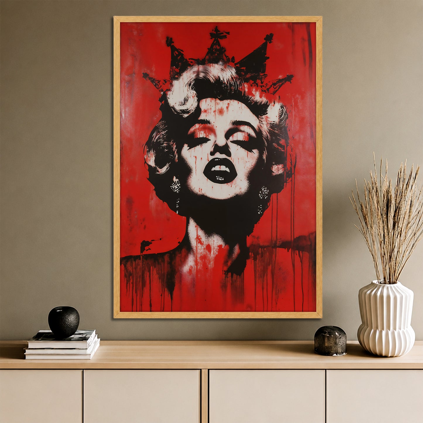 Marilyn Monroe with Crown Red Canvas - Pop Art Street Print