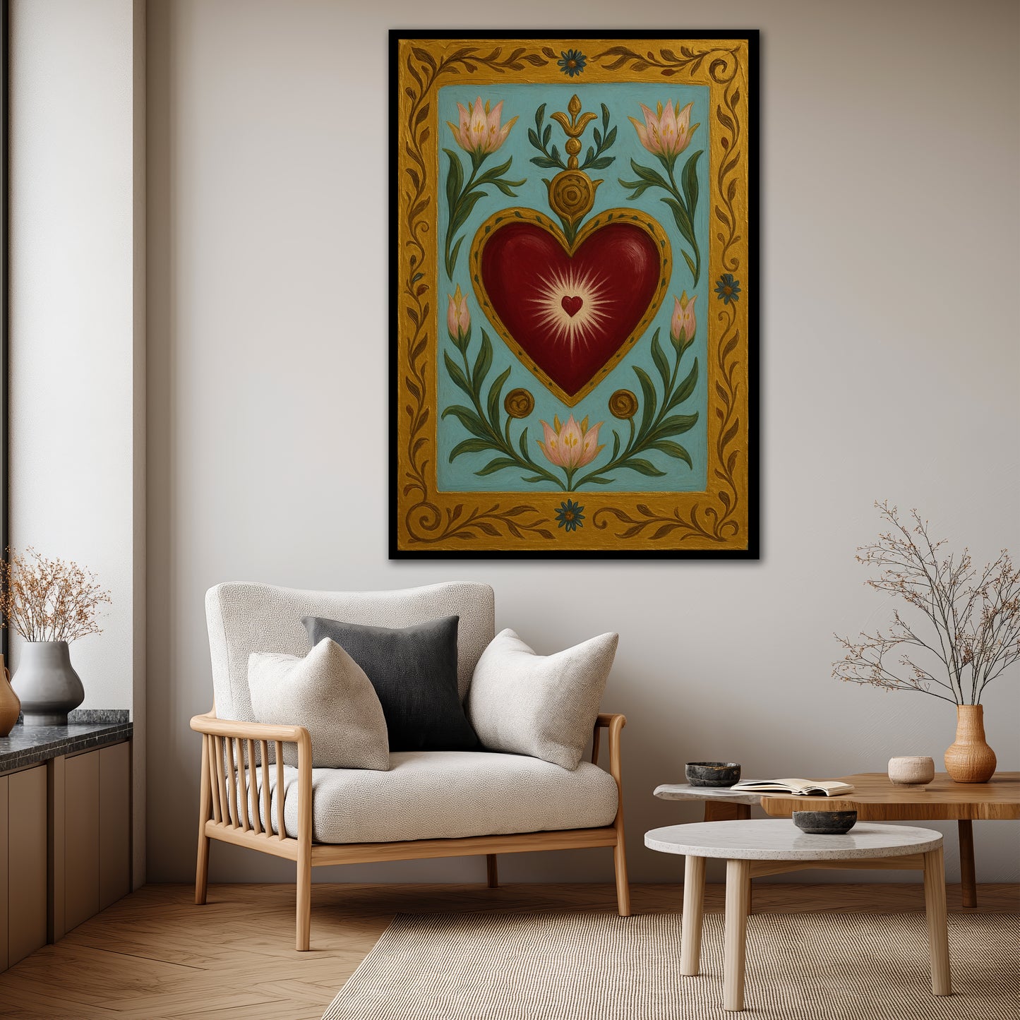 Sacred Heart Canvas Art - Authentic Living Room Wall Decor