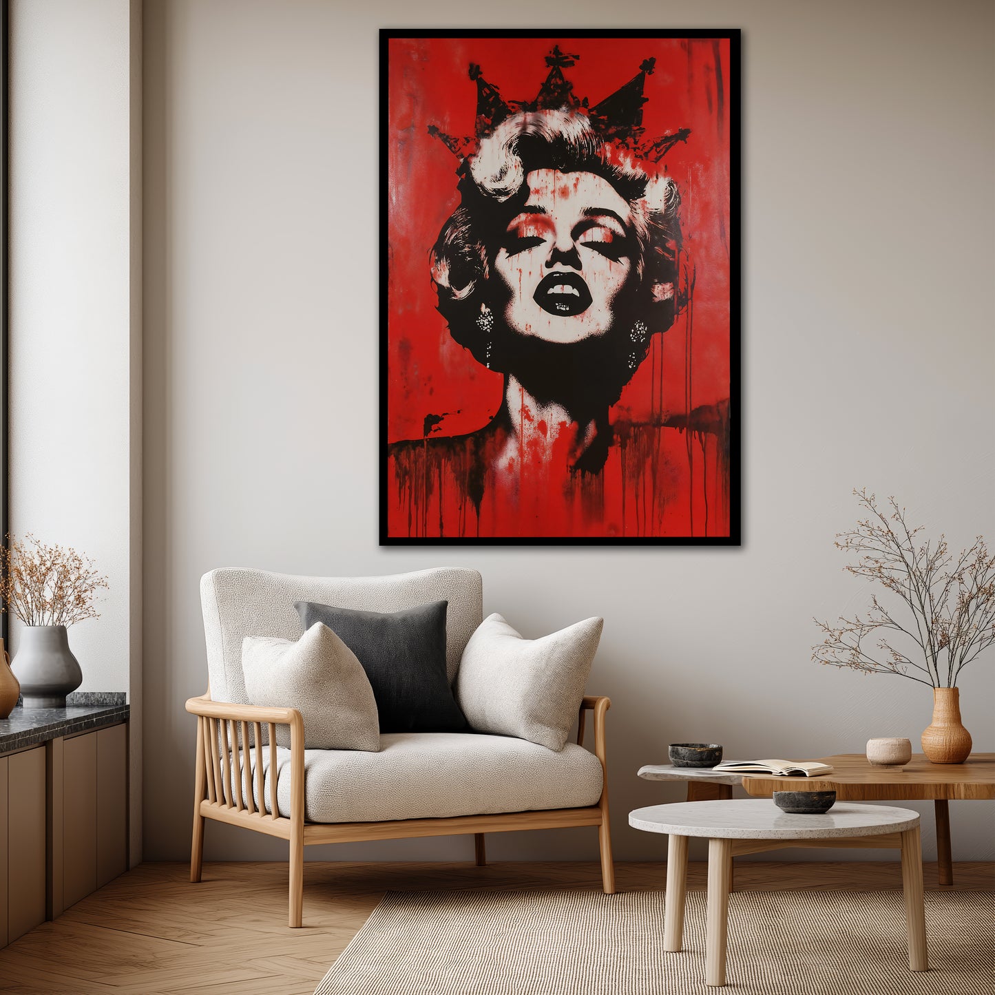 Marilyn Monroe with Crown Red Canvas - Pop Art Street Print