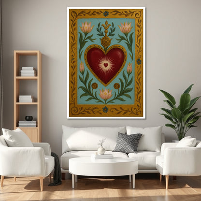 Sacred Heart Canvas Art - Authentic Living Room Wall Decor