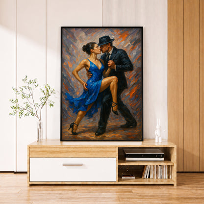 Blue Dress Tango Artwork - Aesthetic Living Room Decor