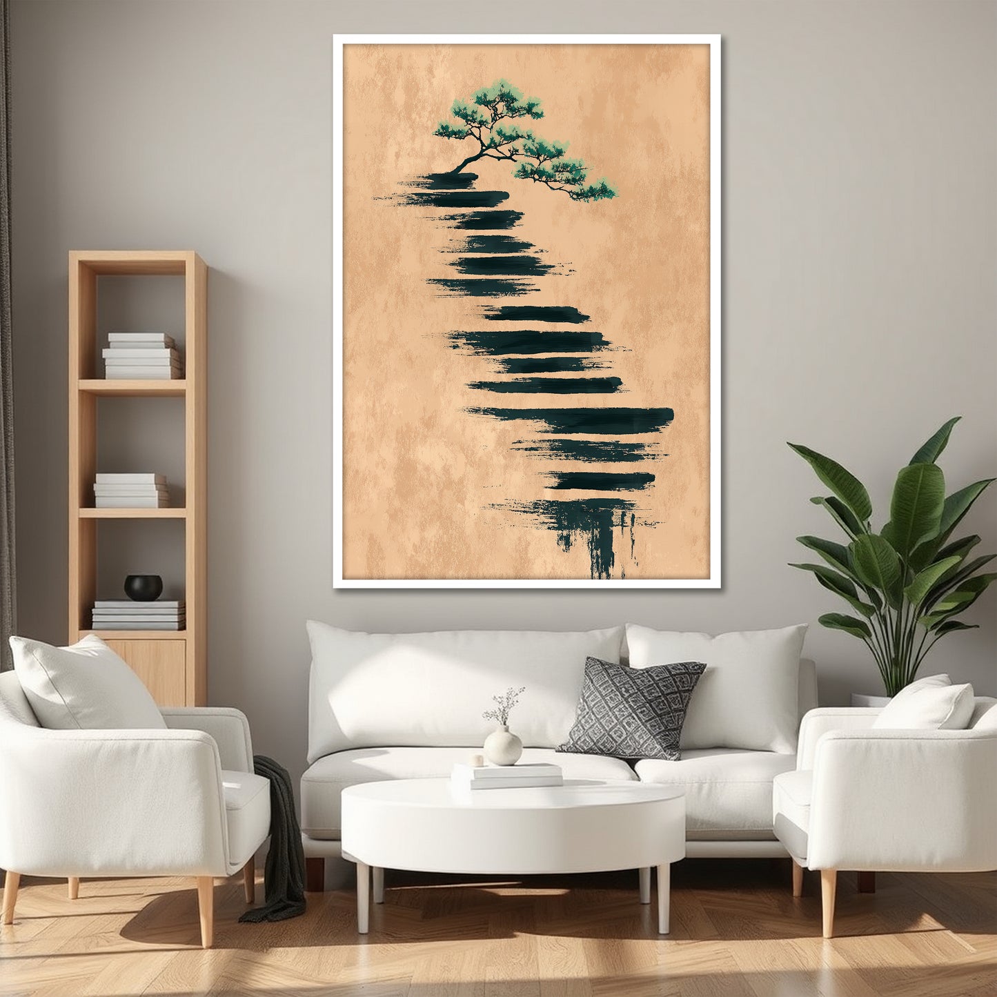 Minimalist Bonsai Tree Canvas Art - Japanese Style Abstract Print
