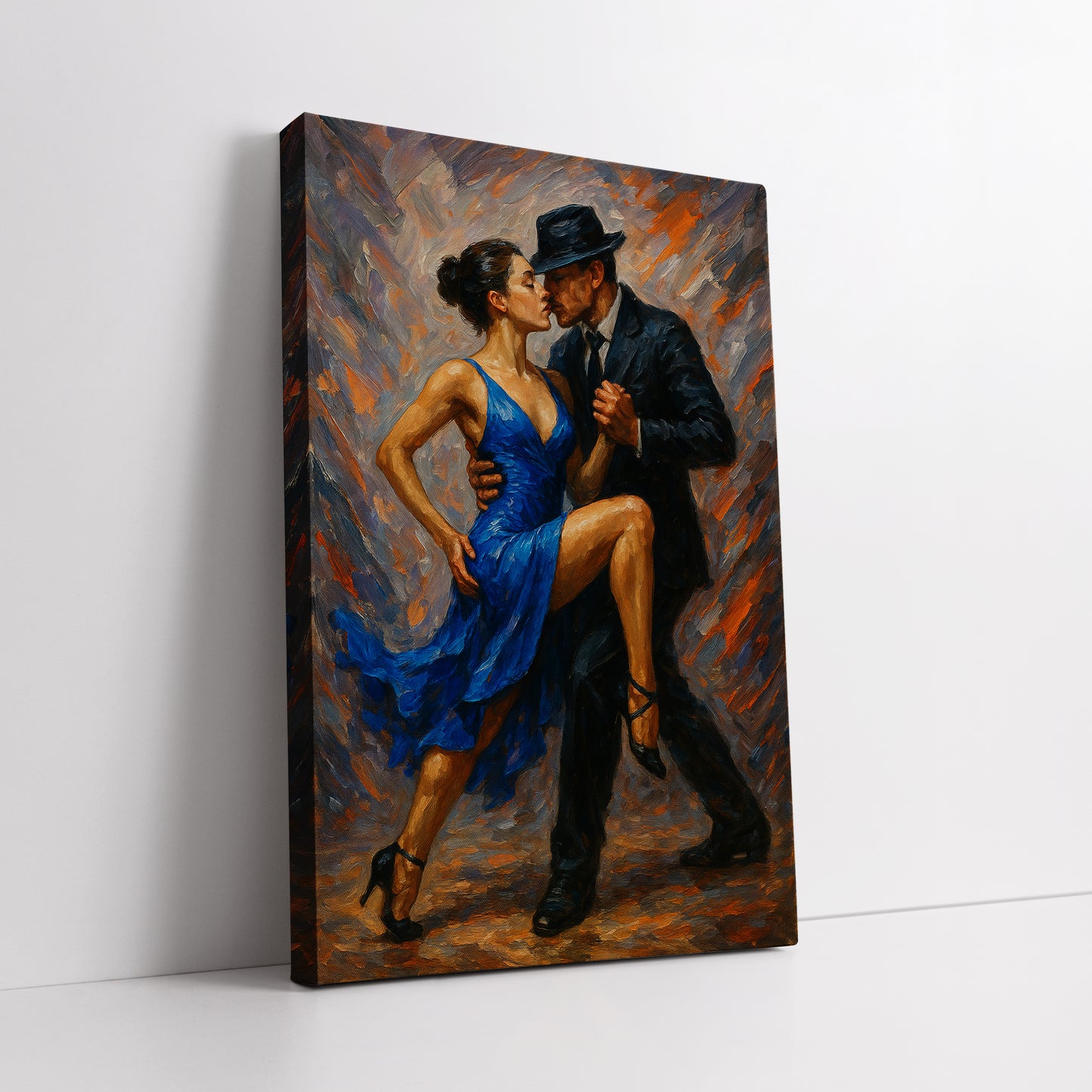 Blue Dress Tango Artwork - Aesthetic Living Room Decor
