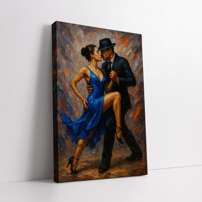 Blue Dress Tango Artwork - Aesthetic Living Room Decor