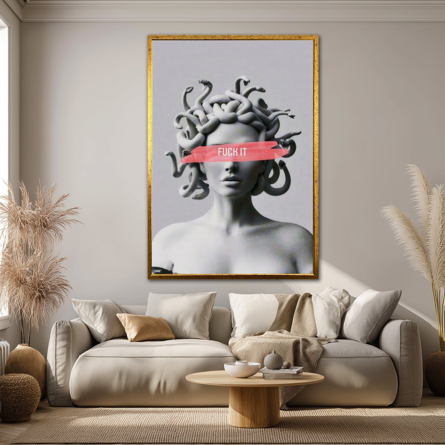 Medusa Statue Pop Art Canvas Art - Modern Greek Mythology Print