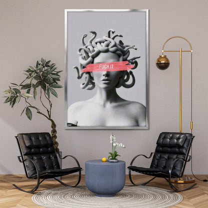 Medusa Statue Pop Art Canvas Art - Modern Greek Mythology Print