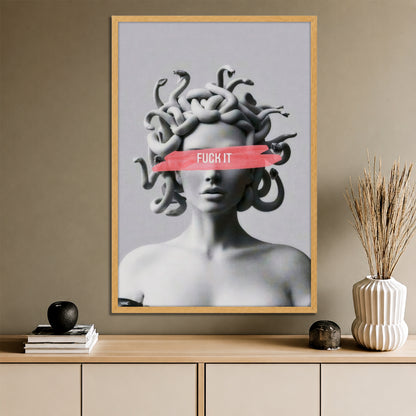 Medusa Statue Pop Art Canvas Art - Modern Greek Mythology Print