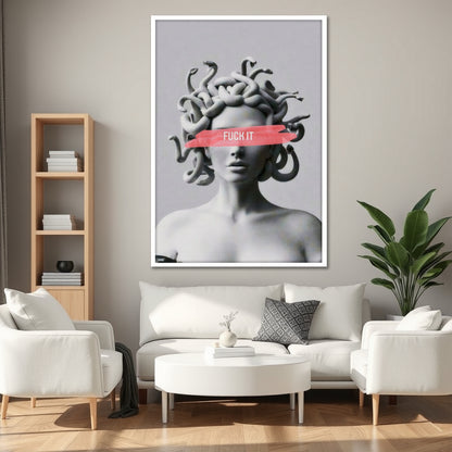 Medusa Statue Pop Art Canvas Art - Modern Greek Mythology Print