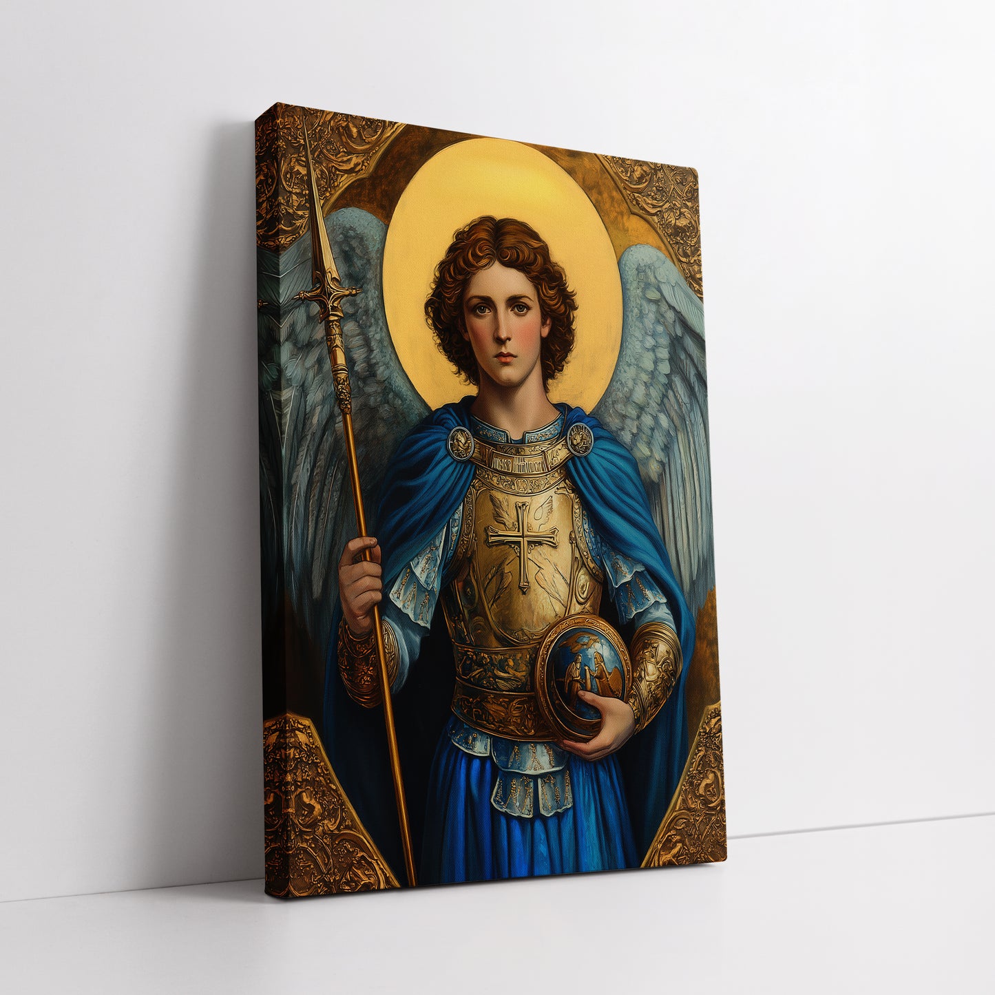 Archangel Michael Canvas Art - Sacred Golden Armor Wall Decor