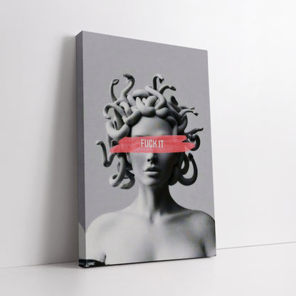 Medusa Statue Pop Art Canvas Art - Modern Greek Mythology Print