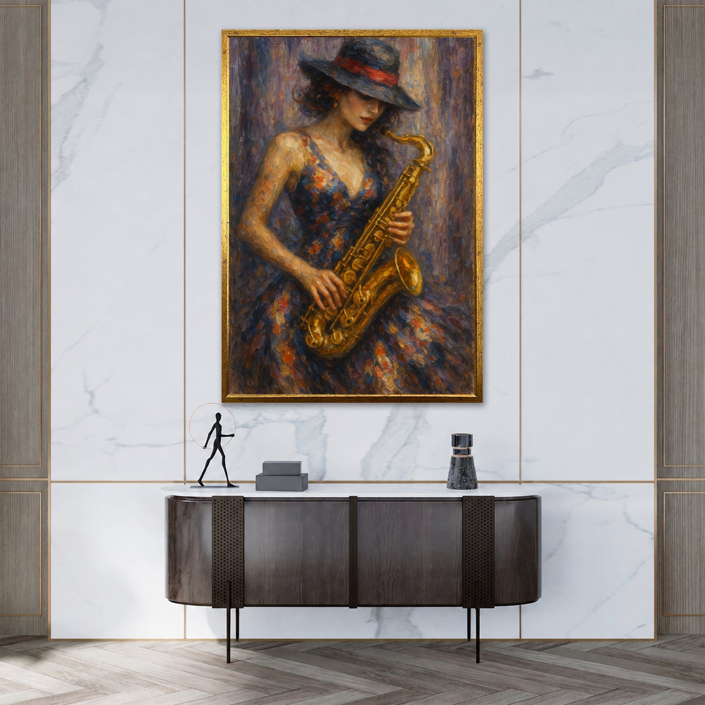 Woman Playing Saxophone Art - Gallery Wall Print