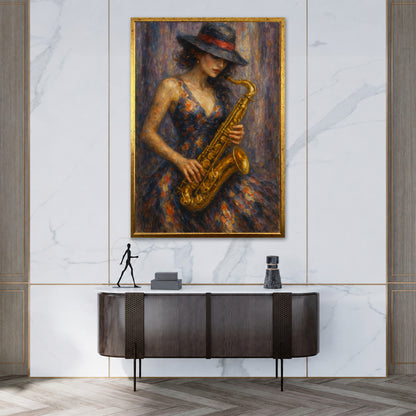 Woman Playing Saxophone Art - Gallery Wall Print