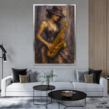 Woman Playing Saxophone Art - Gallery Wall Print
