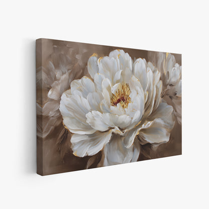 White Flower Canvas Print - Modern Floral Wall Decor for Living Room