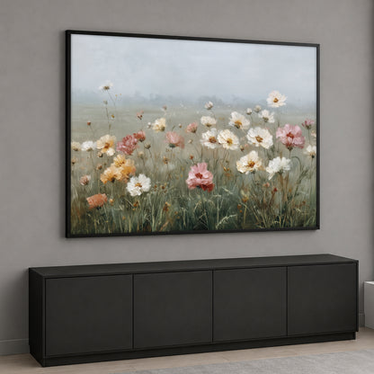 Soft Color Wildflowers Canvas Print - Vintage Floral Meadow Wall Decor