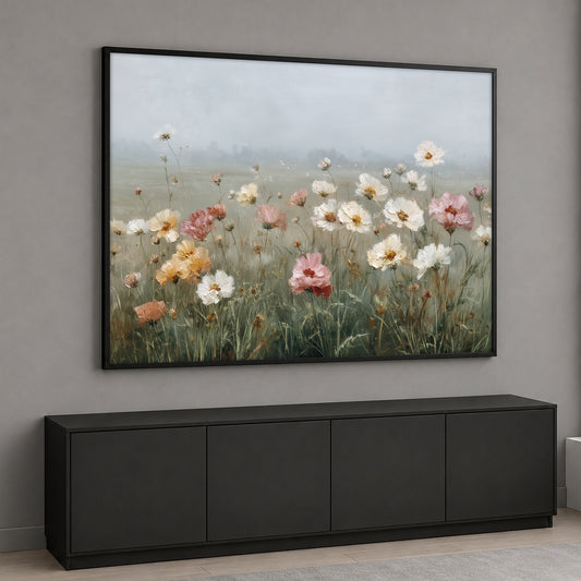 Soft Color Wildflowers Canvas Print - Vintage Floral Meadow Wall Decor