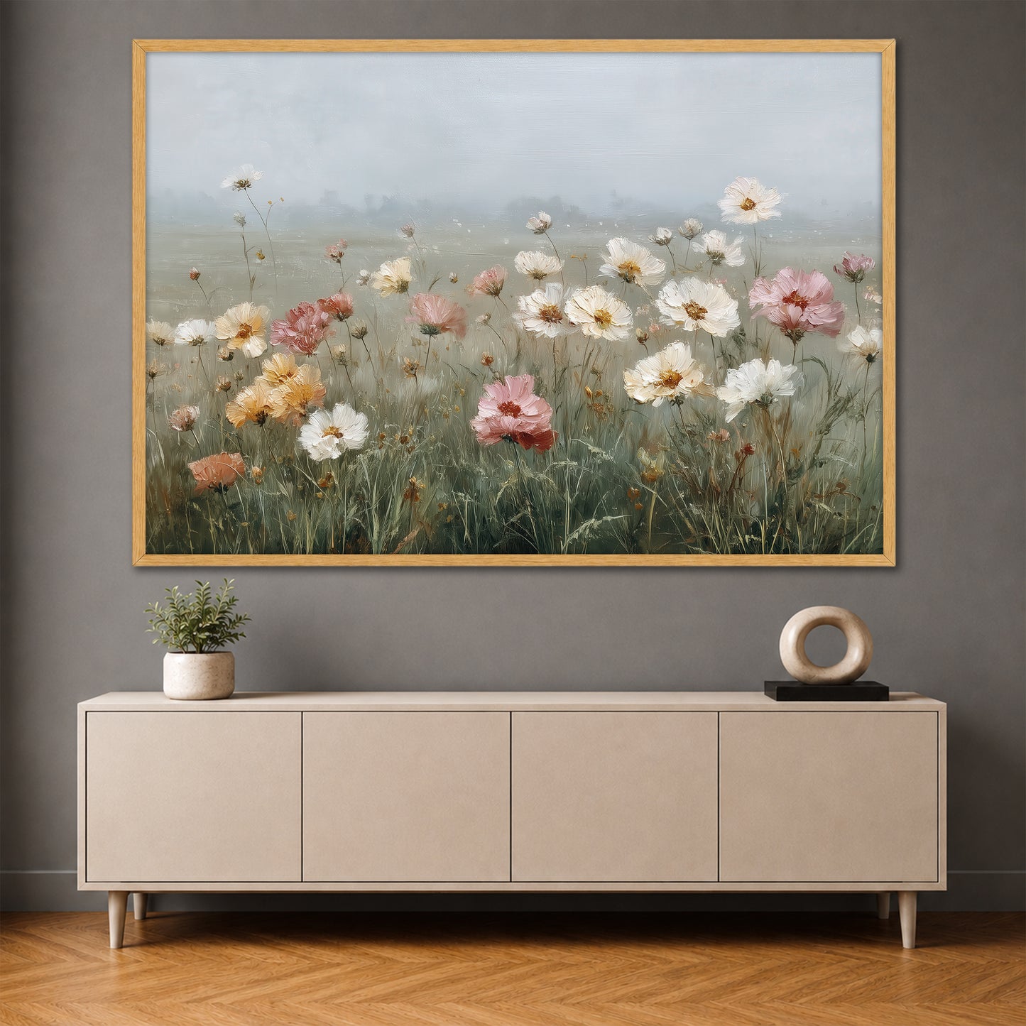 Soft Color Wildflowers Canvas Print - Vintage Floral Meadow Wall Decor