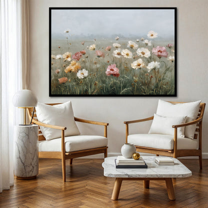 Soft Color Wildflowers Canvas Print - Vintage Floral Meadow Wall Decor