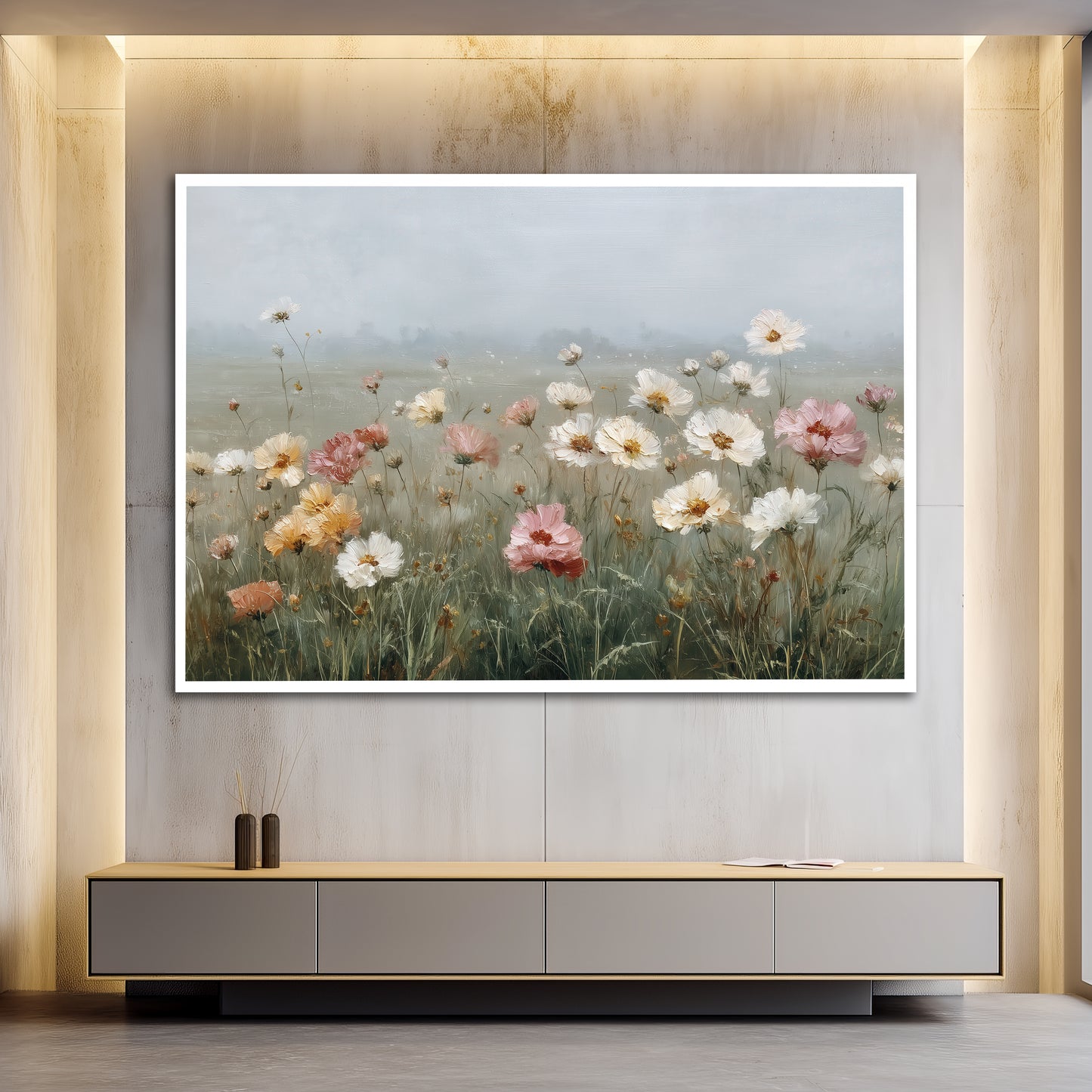 Soft Color Wildflowers Canvas Print - Vintage Floral Meadow Wall Decor