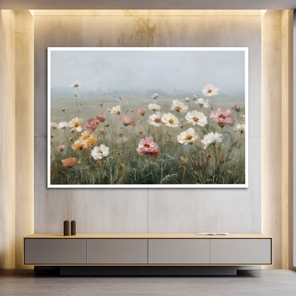 Soft Color Wildflowers Canvas Print - Vintage Floral Meadow Wall Decor