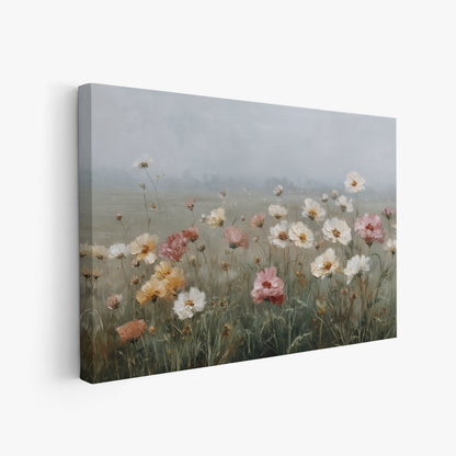 Soft Color Wildflowers Canvas Print - Vintage Floral Meadow Wall Decor