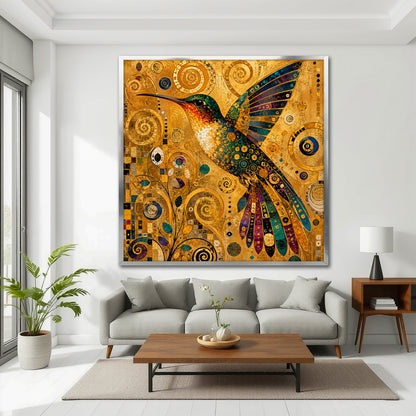 Hummingbird Canvas Art - Klimt Style Living Room Decor