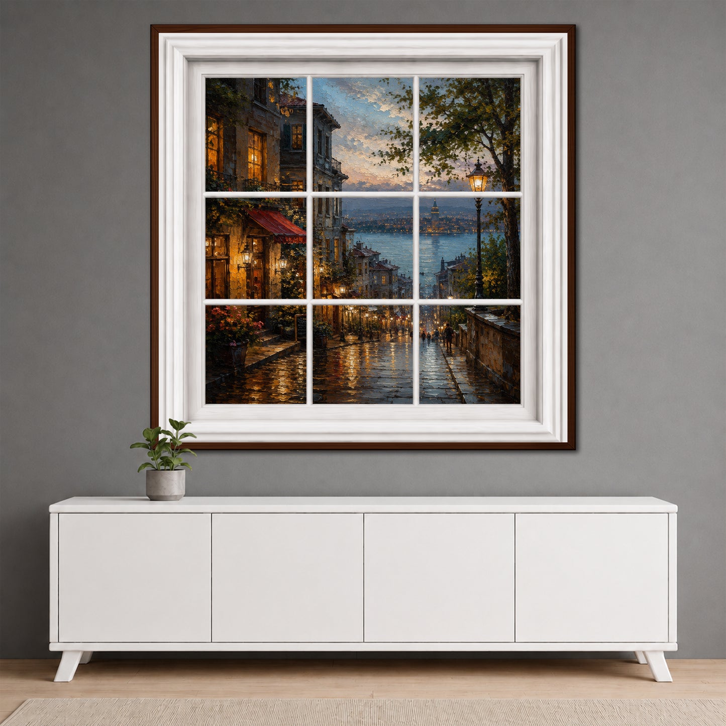 Istanbul Window Canvas Print - Cozy Living Room Decor