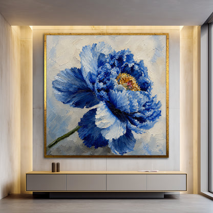 Blue Peony Canvas Wall Art - Elegant Bedroom Decor