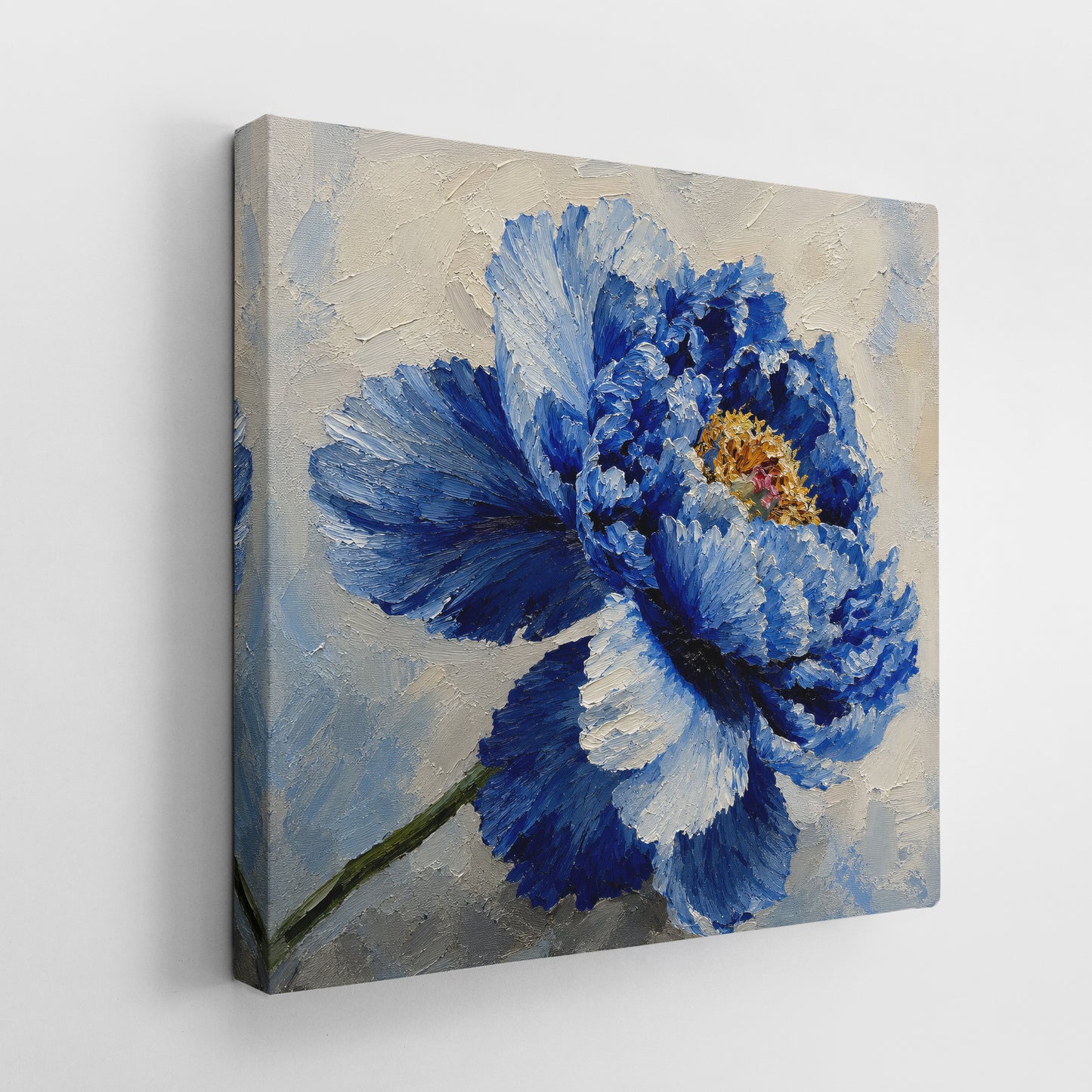 Blue Peony Canvas Wall Art - Elegant Bedroom Decor