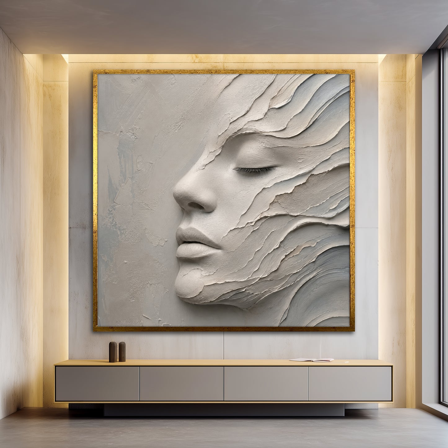 3D Face Effect Canvas Wall Art - Minimalist Bedroom Decor