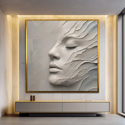3D Face Effect Canvas Wall Art - Minimalist Bedroom Decor