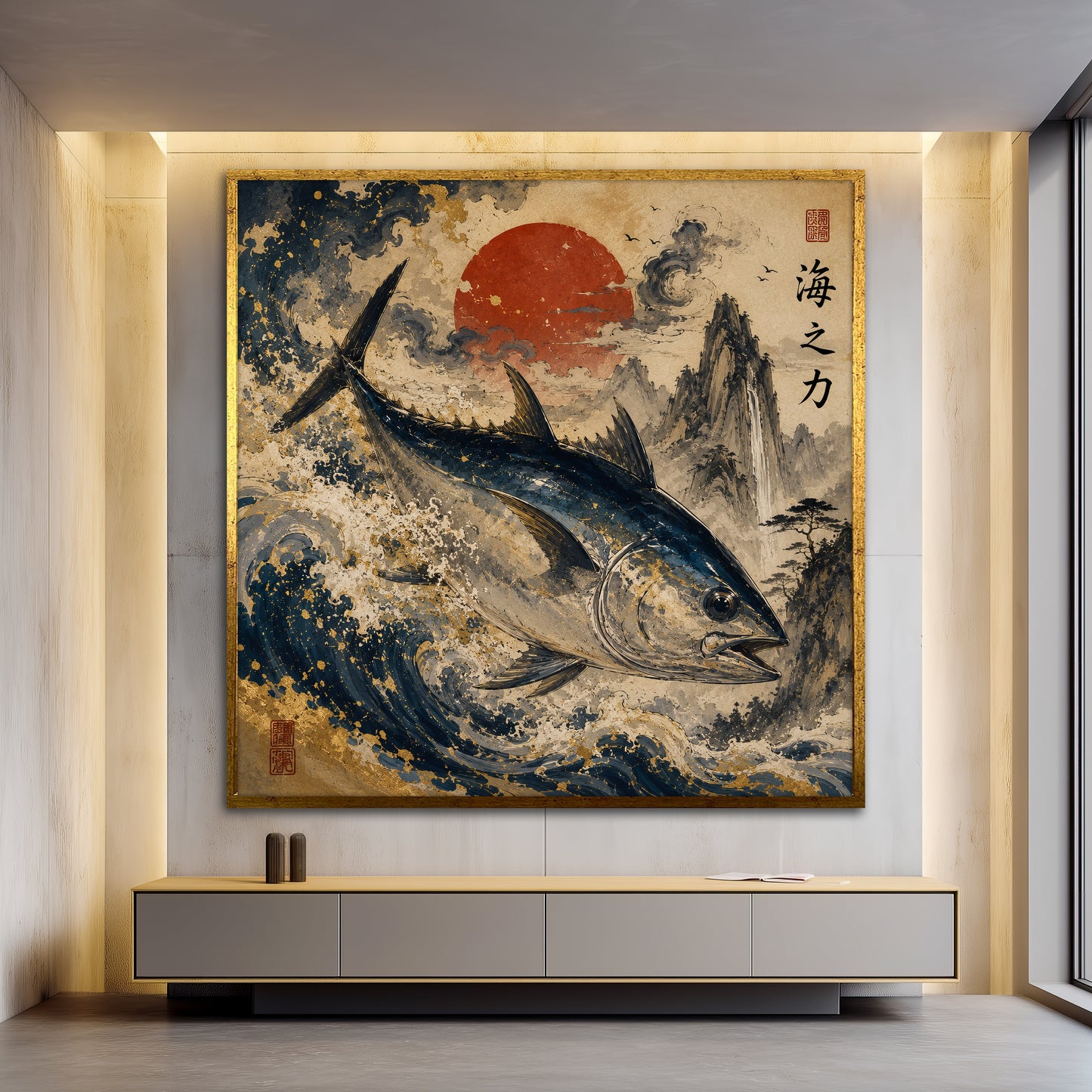 Japanese Tuna Canvas Art - Oriental Dining Room Decor