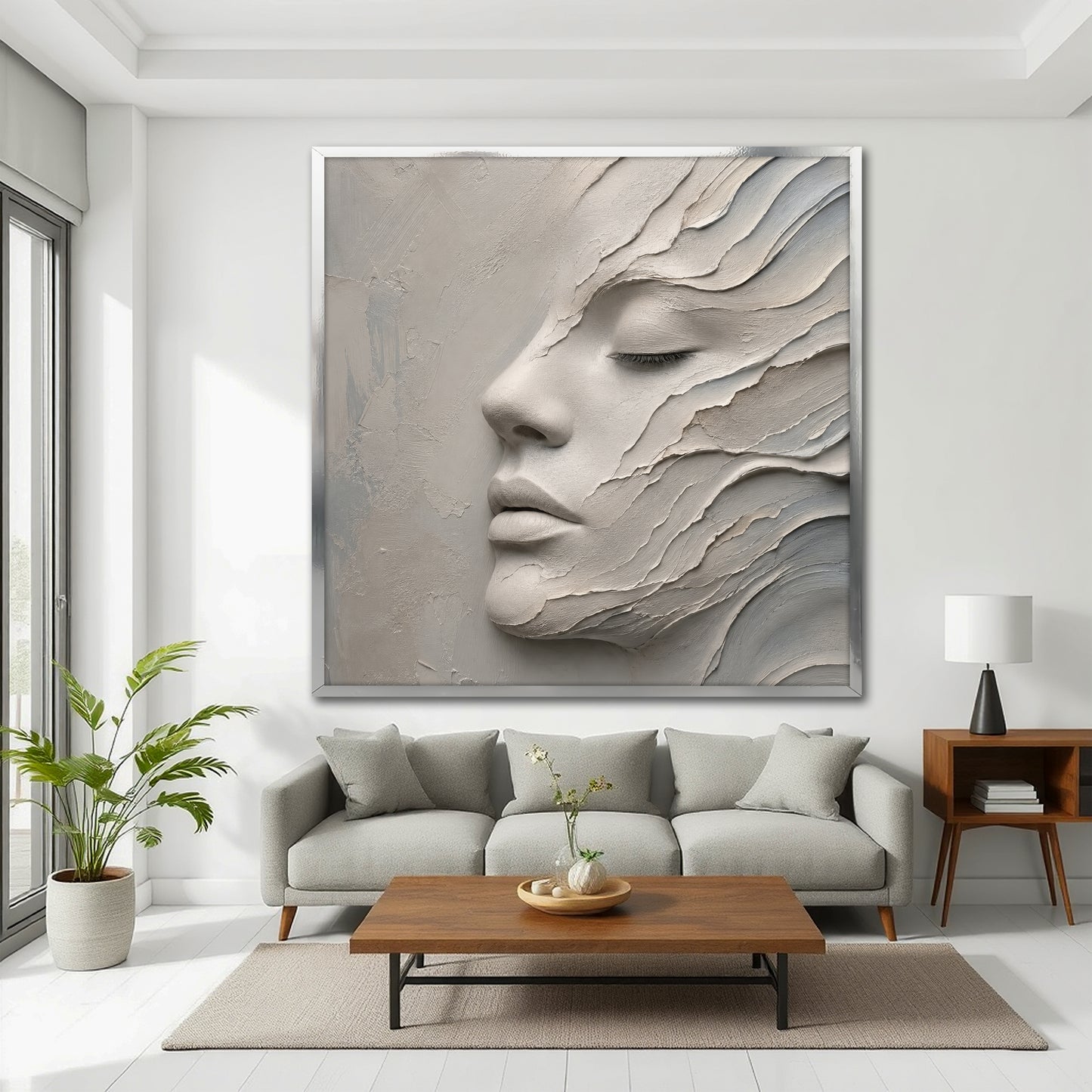 3D Face Effect Canvas Wall Art - Minimalist Bedroom Decor
