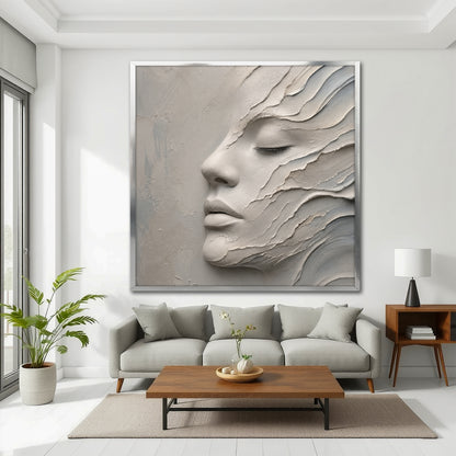 3D Face Effect Canvas Wall Art - Minimalist Bedroom Decor