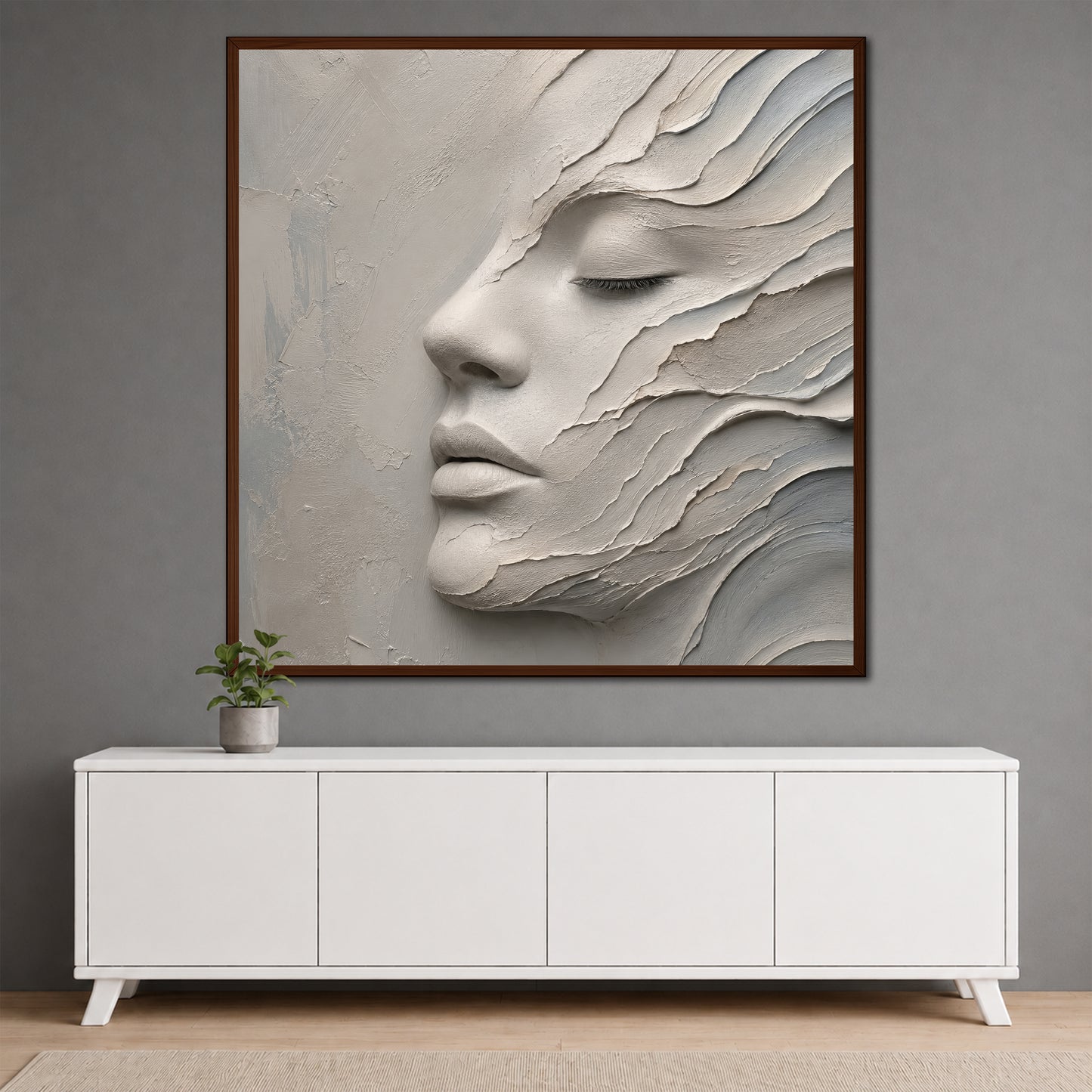 3D Face Effect Canvas Wall Art - Minimalist Bedroom Decor