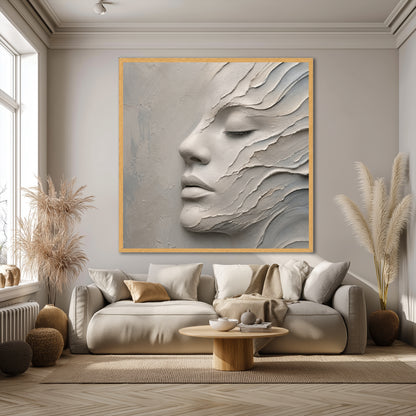 3D Face Effect Canvas Wall Art - Minimalist Bedroom Decor