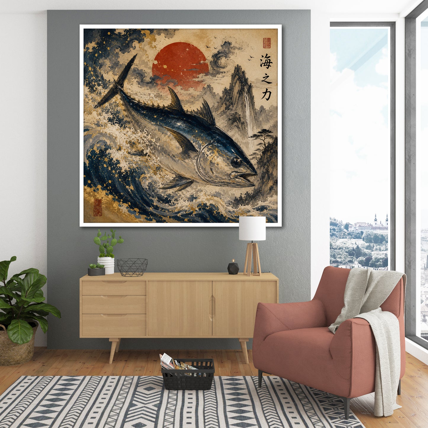 Japanese Tuna Canvas Art - Oriental Dining Room Decor