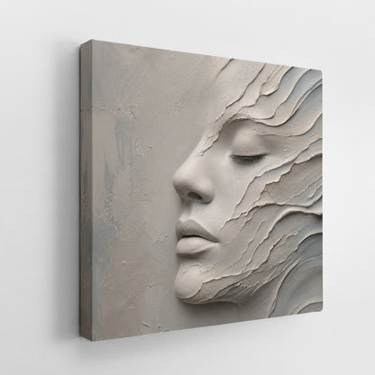 3D Face Effect Canvas Wall Art - Minimalist Bedroom Decor
