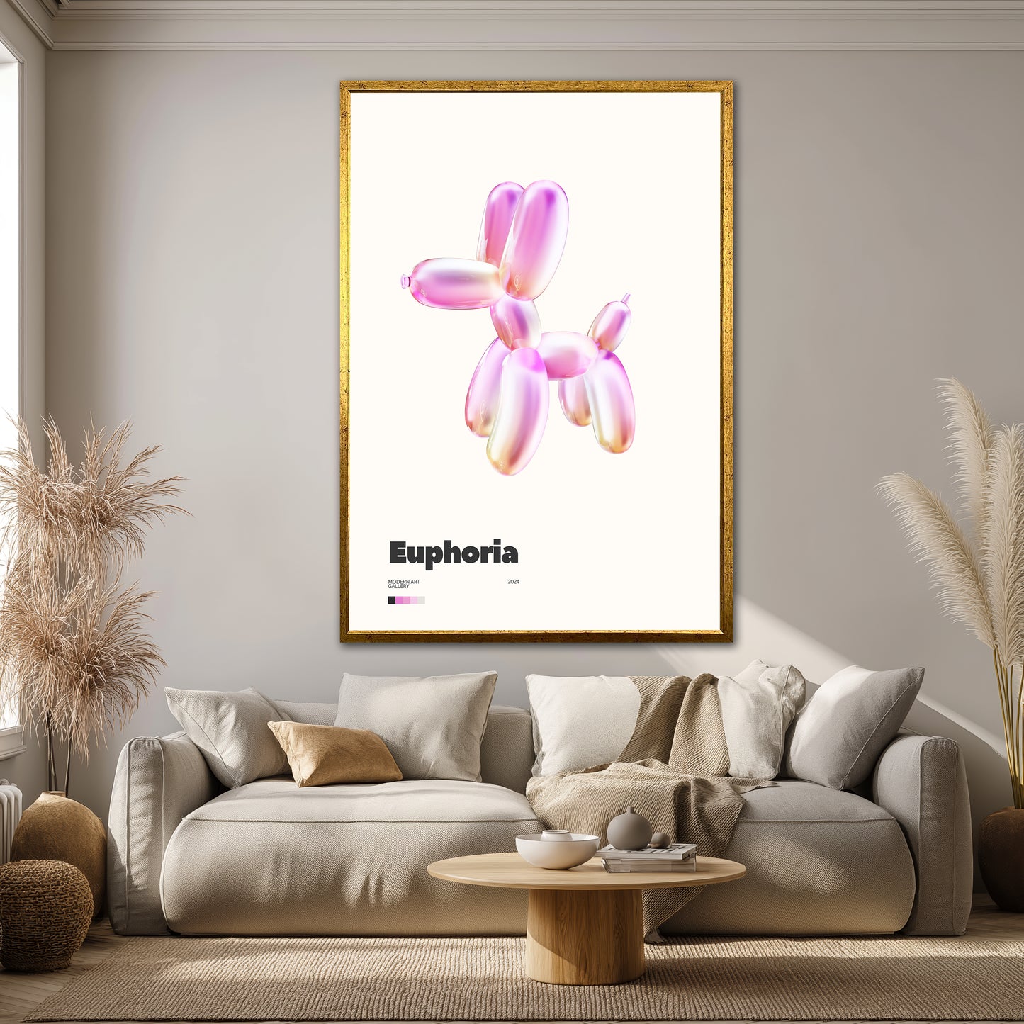 Euphoria Balloon Dog Canvas Wall Art - Modern Gallery Exhibition Poster