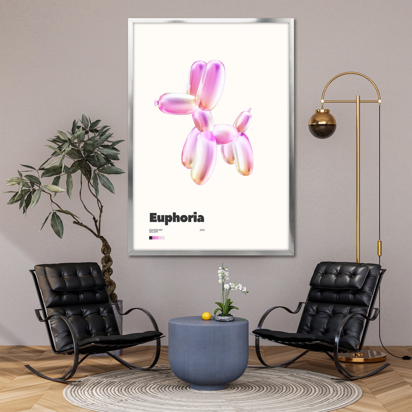 Euphoria Balloon Dog Canvas Wall Art - Modern Gallery Exhibition Poster