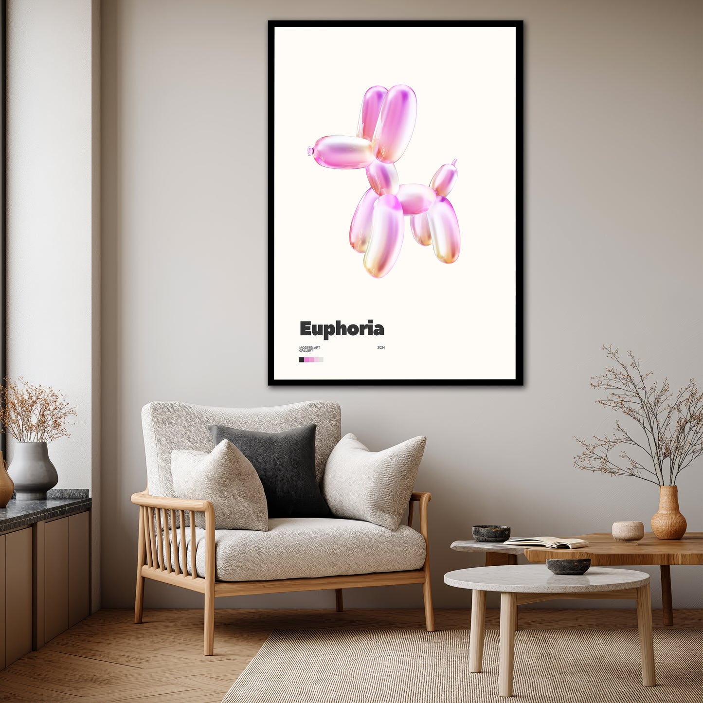 Euphoria Balloon Dog Canvas Wall Art - Modern Gallery Exhibition Poster